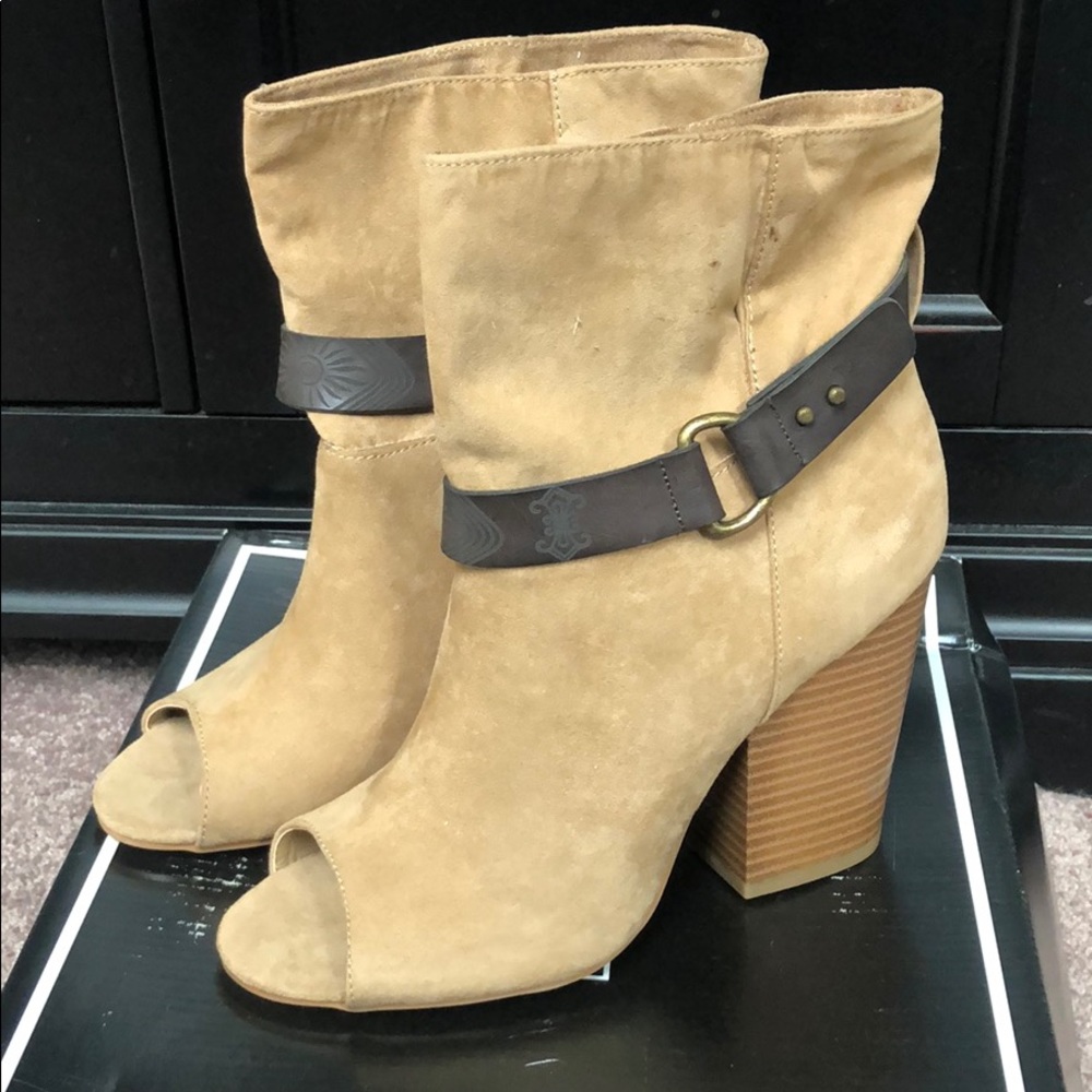 Mia Lysa Peeptoe Suede Ankle Booties